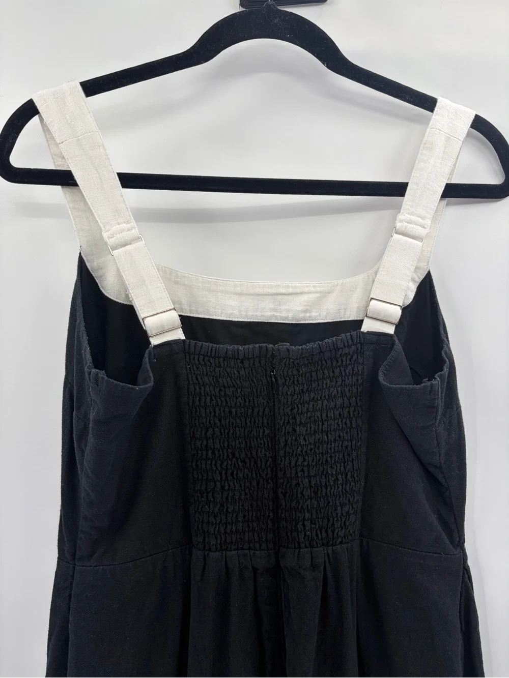 Abercrombie & fitch black white square neck split linen back maxi dress medium